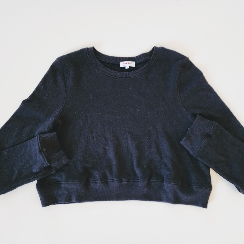 Goldie Lewinter Cropped Black Ribbed Long Sleeve-Small